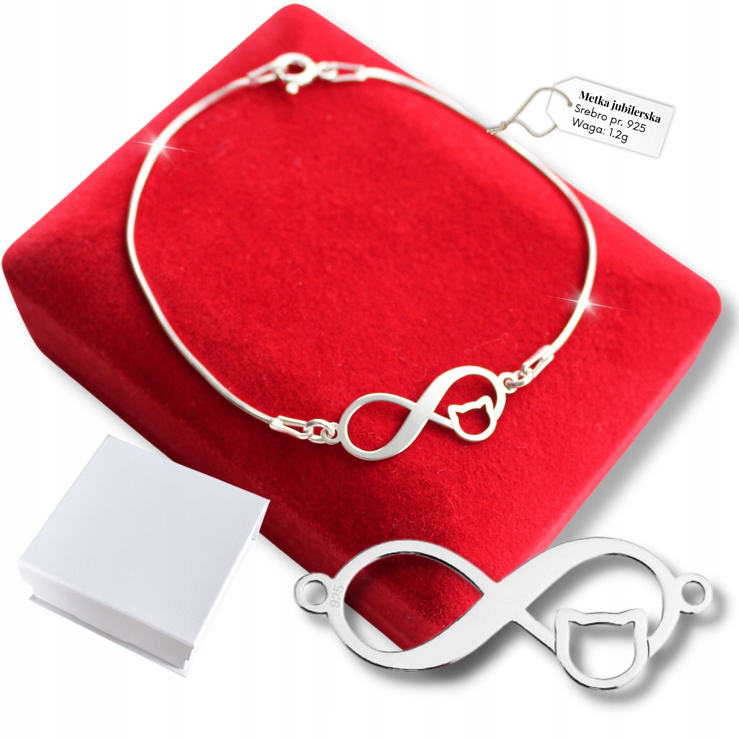 Stříbrný náramek Nekonečno s kočkou 925 jako Dárek