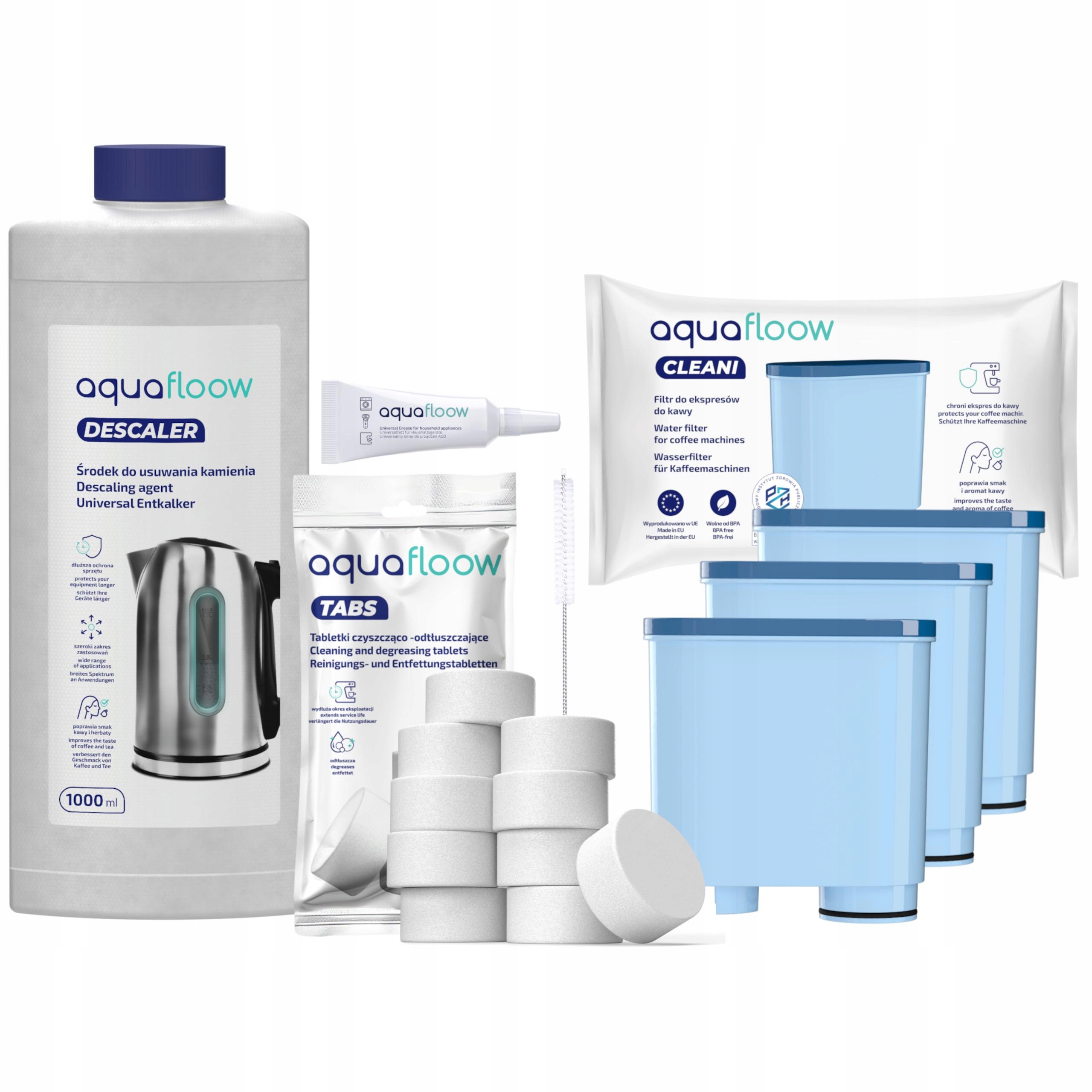 AquaFloow: 3x filtr do ekspresu Philips Saeco odkamieniacz tabletki