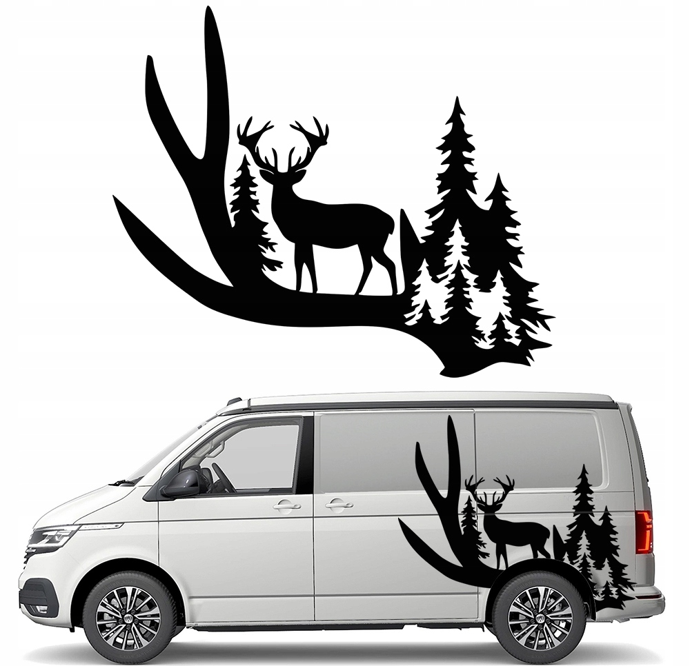 Samolepka Grafika na karavan Přívěs Jelen Deer Krajina Les 90x107