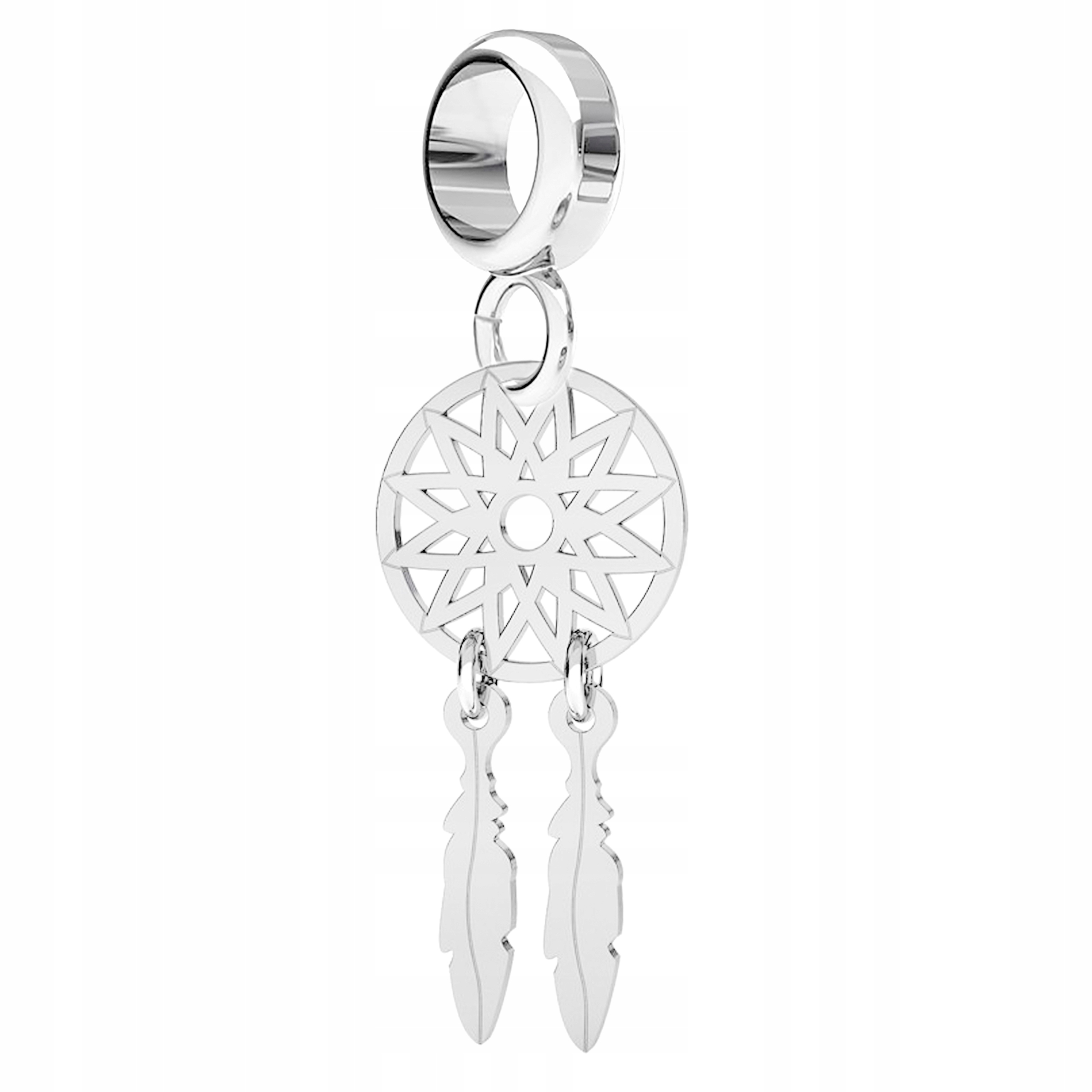 Stříbrný přívěsek s lapačem Lapač Snů Kolečko Pírka Peří Stříbro 925