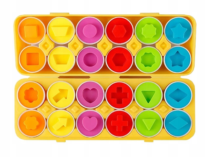 KOLOROWA UKŁADANKA SORTER MONTESSORI JAJKA DOPASUJ WZORY KOLORY KSZTAŁTY Marka AIG