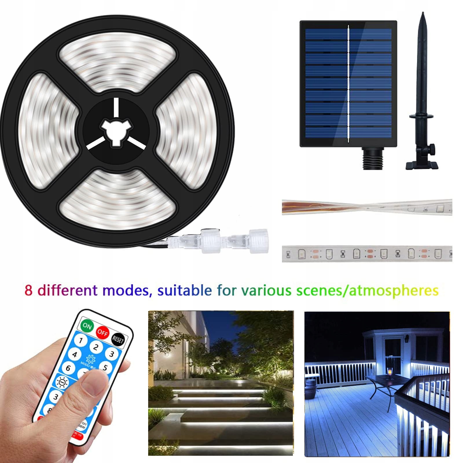 LUMTANG Solarny LED Pasek 5m 280 LED IP67 Wodoodporny Zdalnie Sterowany — miniatura 3