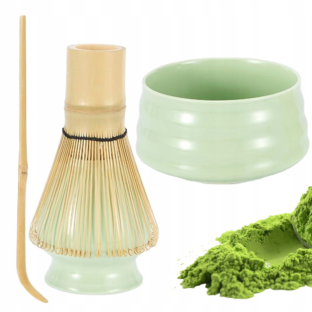 Levně Dárková Sada Na Čaj Matchy 4V1 Chashaku Šlehací Metla Bambusová Lžíce