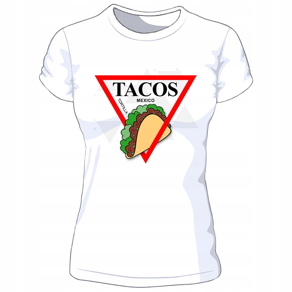 

Damska biała koszulka Jedzenie Tacos r.XXL