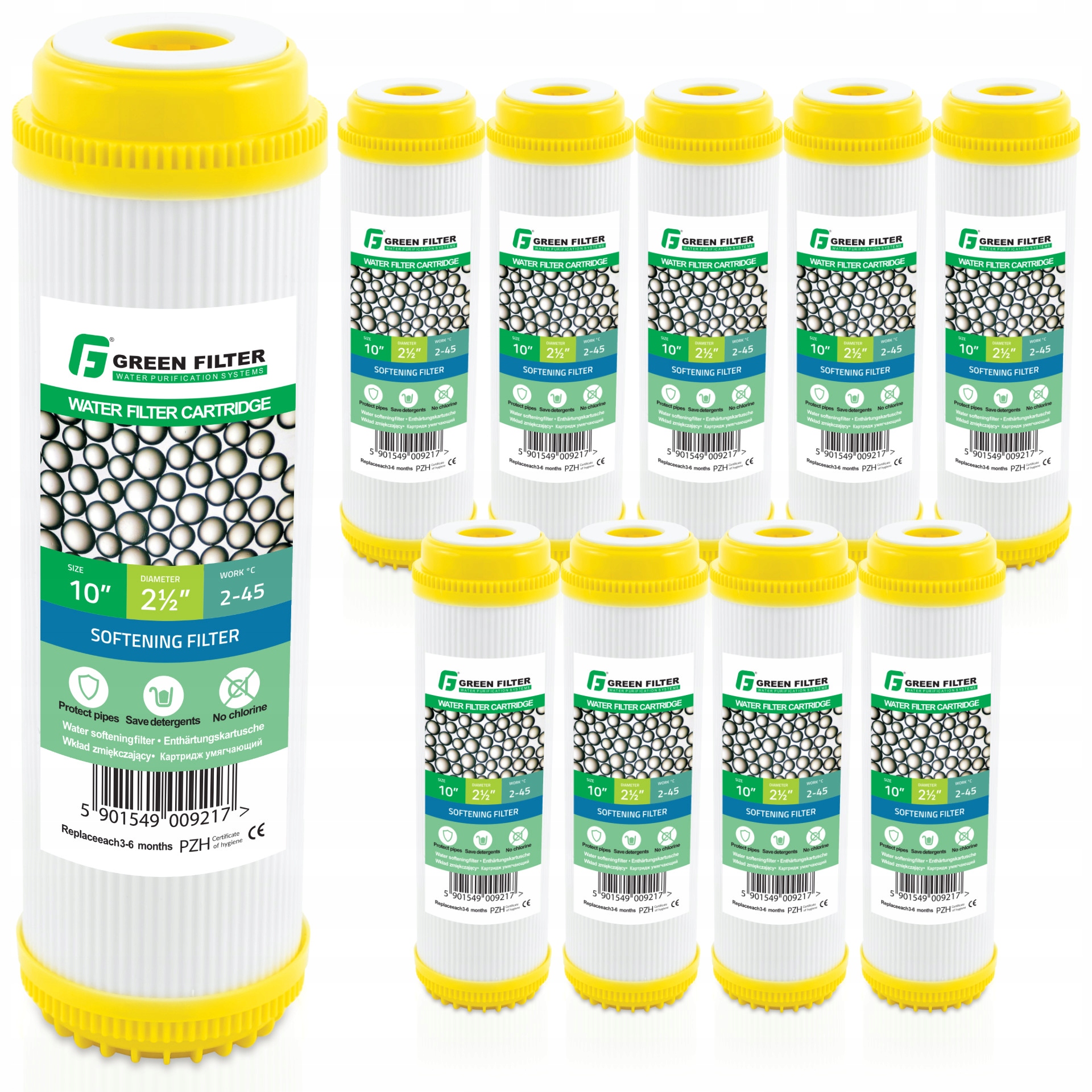 Wkład Filtra 10' Zmiękczający ST10, Do Usuwania Wapnia I Magnezu 10 Sztuk