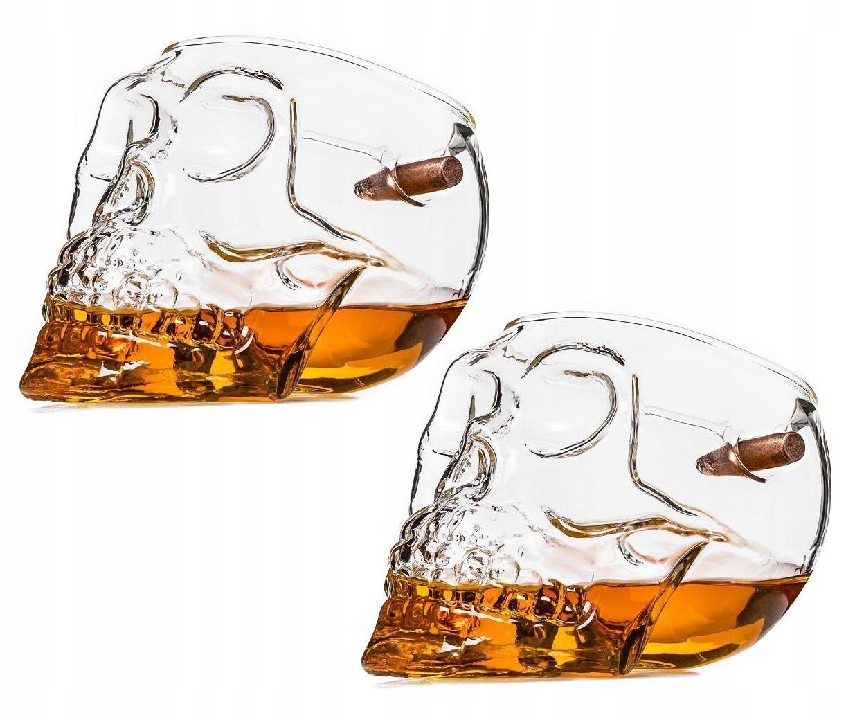 WYSTRZAŁOWA SZKLANKA CZASZKA DO WHISKY WÓDKI 2 SZT