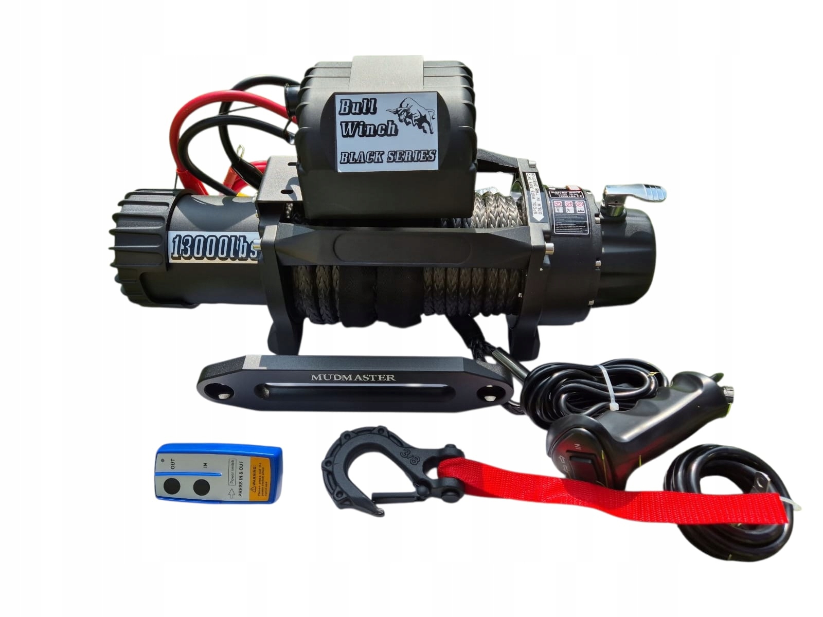 BullWinch 13000lbs wyciągarka z liną syntetyczną Ślizg syntetyk hak 12V