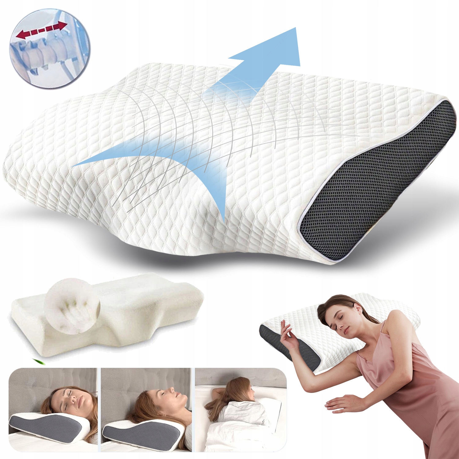 Poduszka Ortopedyczna Pianka Memory Przeciw Bólowi Pleców I Chrapaniu