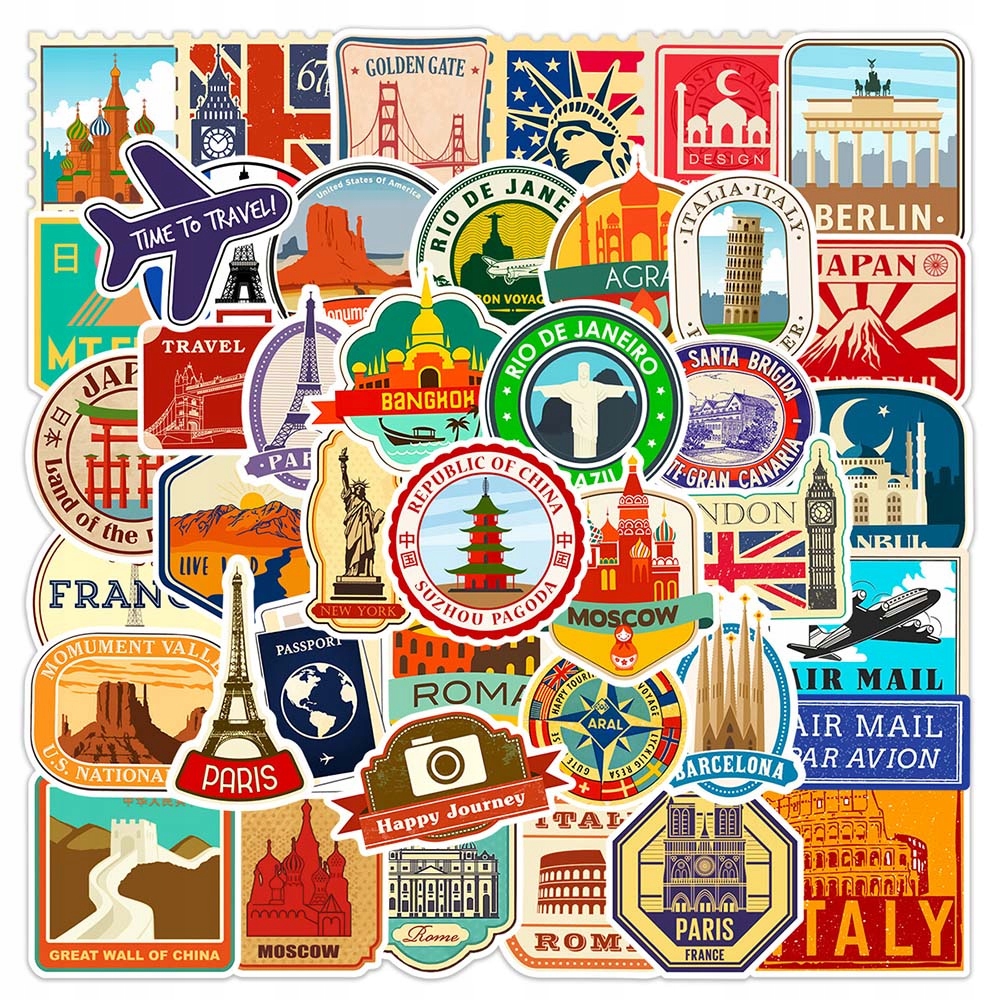 NAKLEJKI SCRAPBOOKING NA TELEFON PODRÓŻ KRAJE (50)