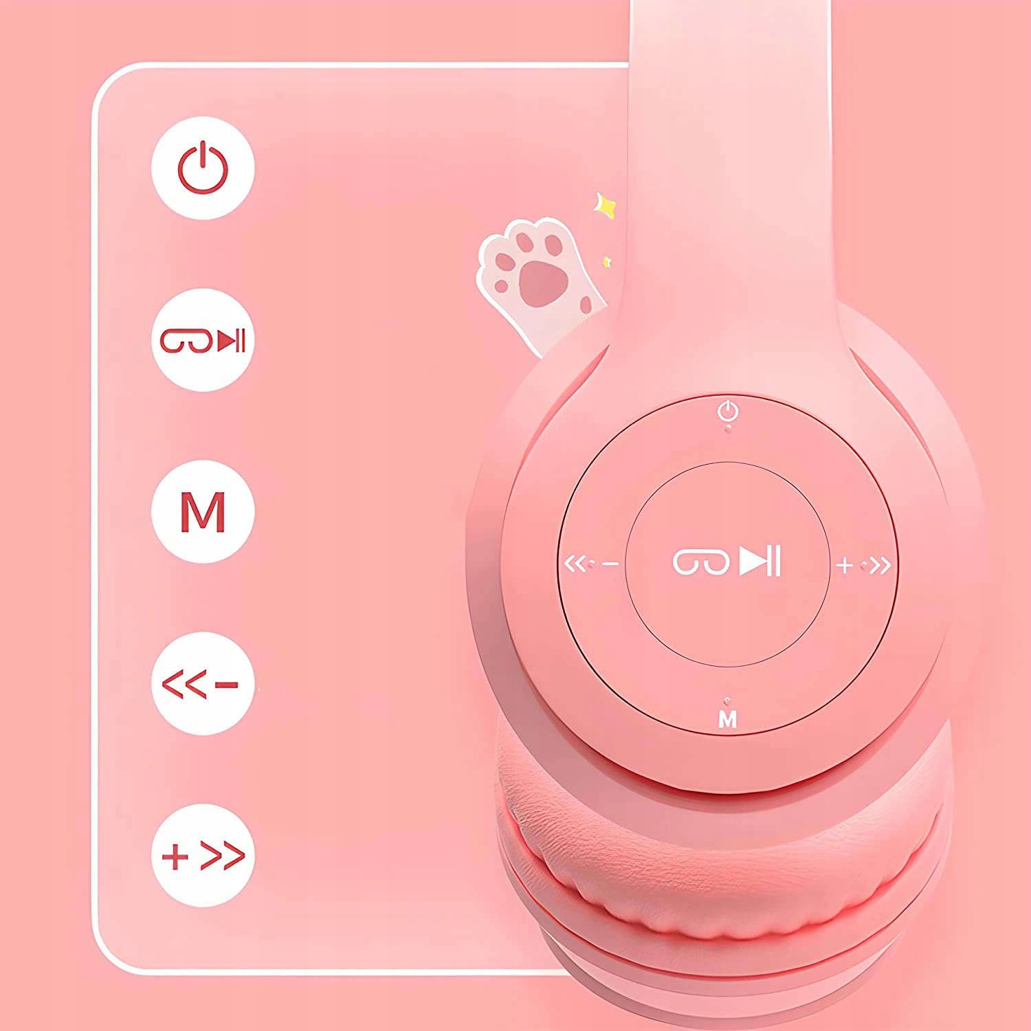 PREZENT DLA DZIEWCZYNKI SŁUCHAWKI BEZPRZEWODOWE NAUSZNE - KOCIE USZKA EAN (GTIN) 5905601808305