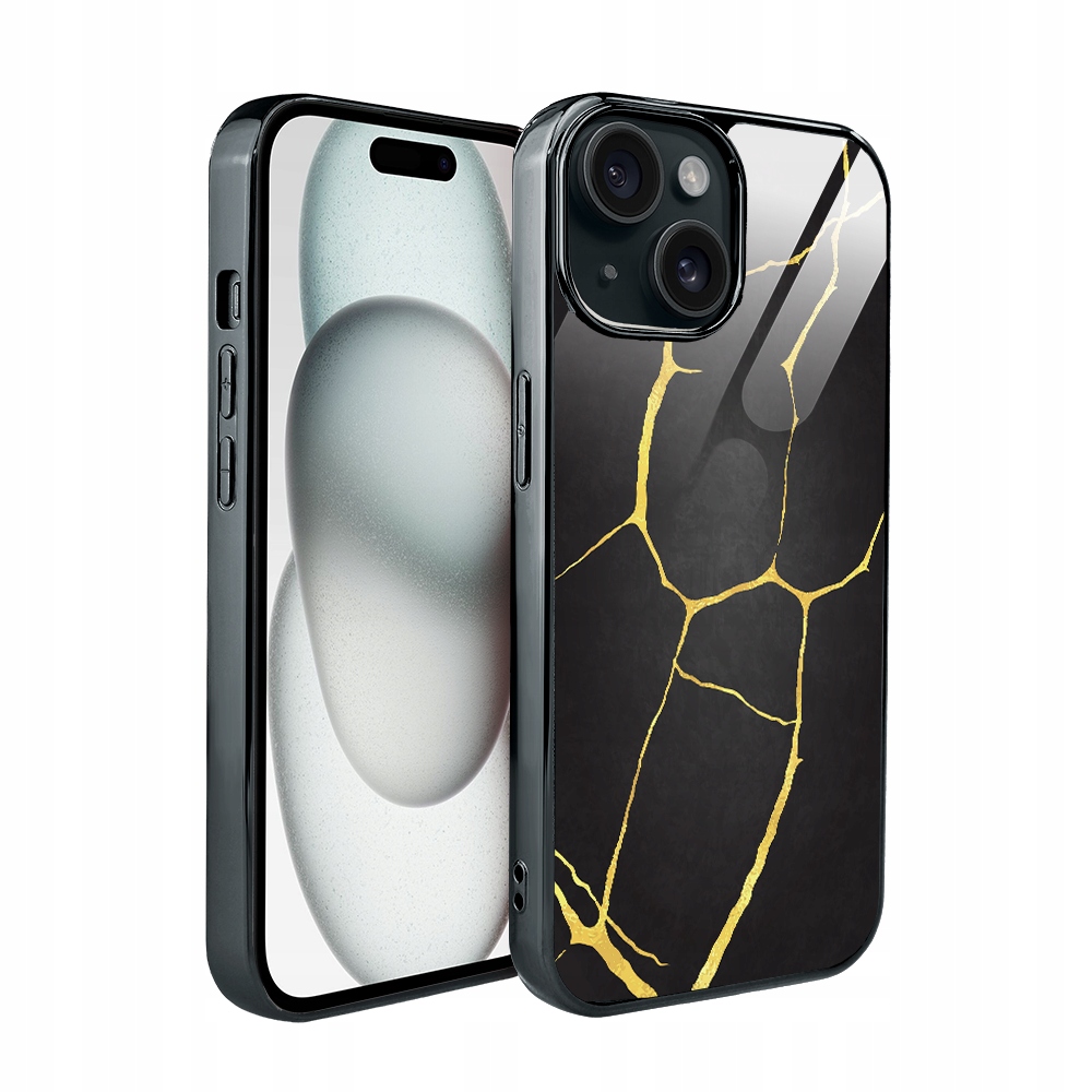 Pouzdro pro iPhone 15 Ibizu Elite Glass, skleněná zadní strana, černý porcelán