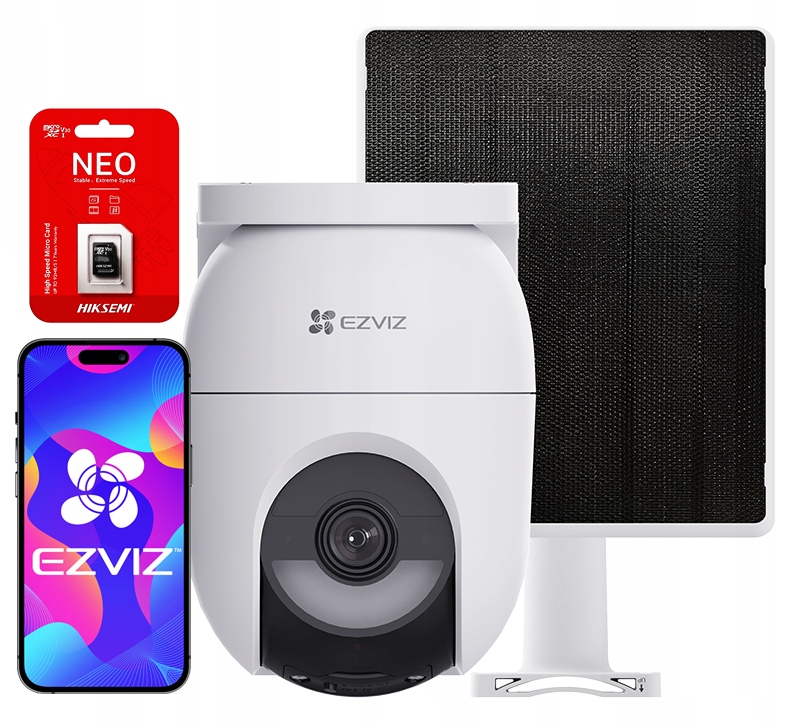 Otočná WiFi kamera Ezviz CB8 Lite 4Mpx Aov solárny panel karta 64Gb