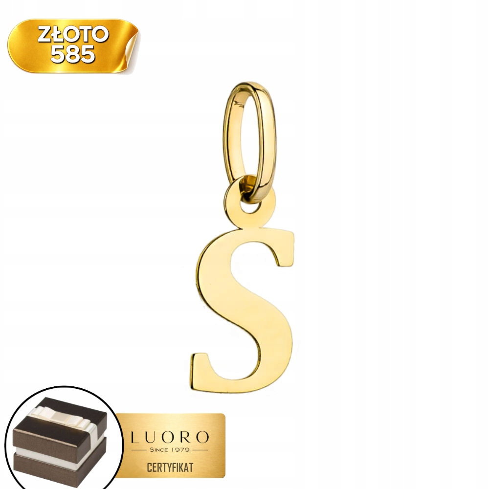 Přívěsek Zlatý 585 14K Písmenko S Žluté Zlato 17 MM Elegantní Dárek