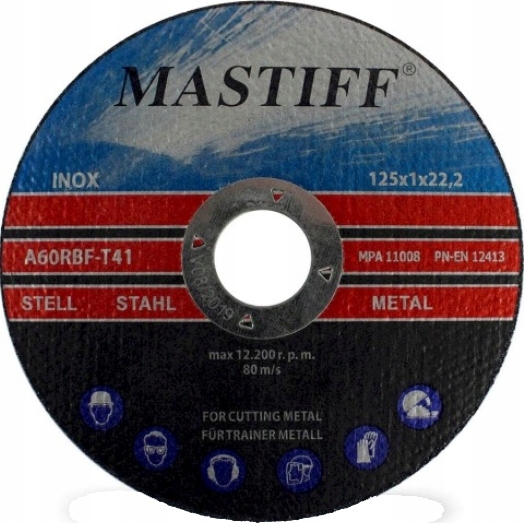 TARCZA CIĘCIA METALU inox 125 x 1,2 x 22,2 MASTIFF