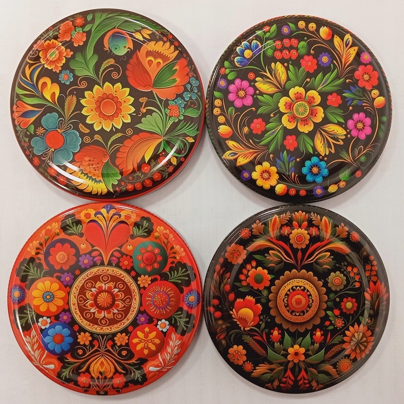 Viečko na poháre s univerzálnymi uzávermi 82 mm Ornament mix kartón 750 ks