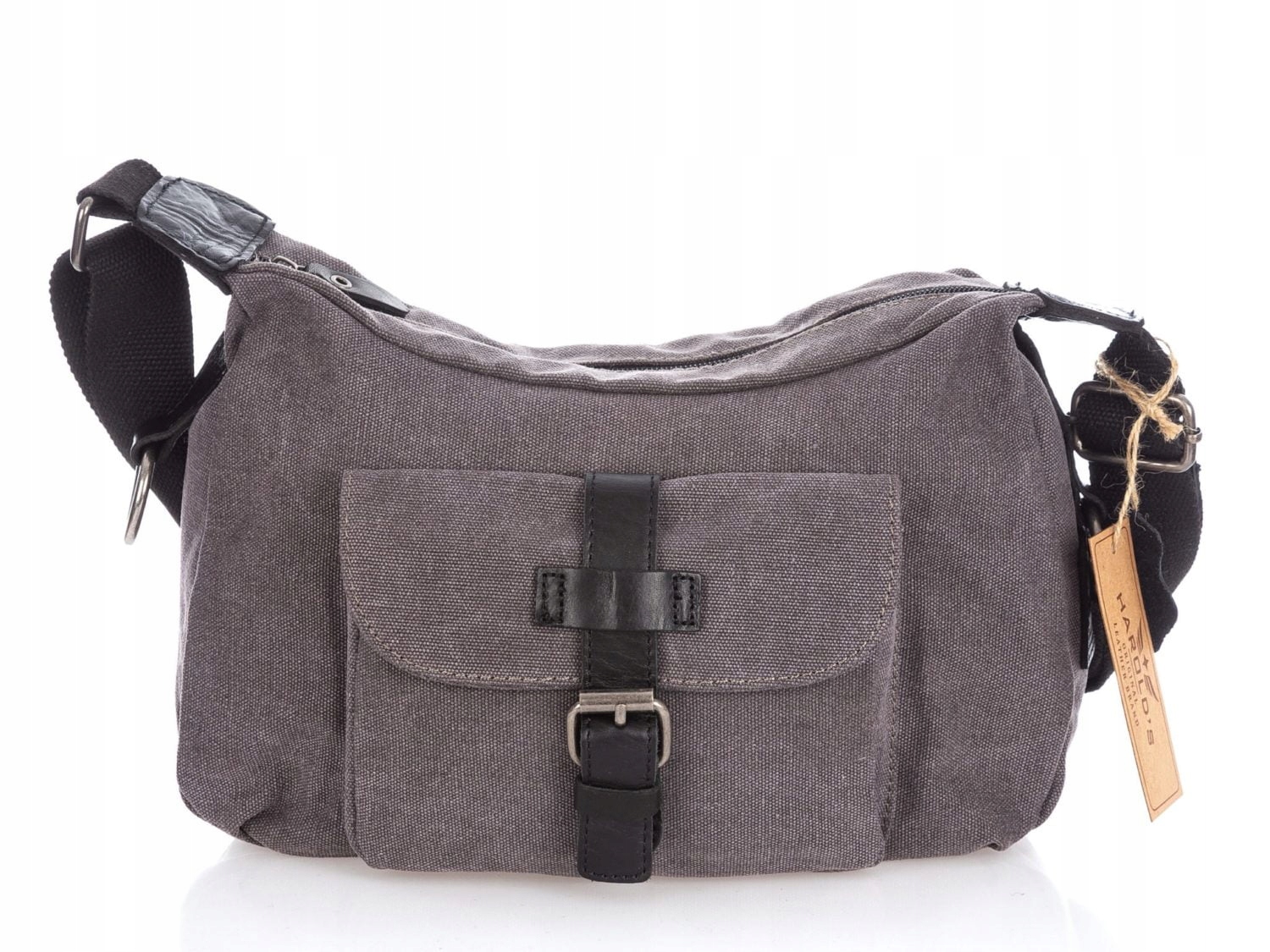 Torebka damska na ramię listonoszka z canvasu i skóry naturalnej miejska