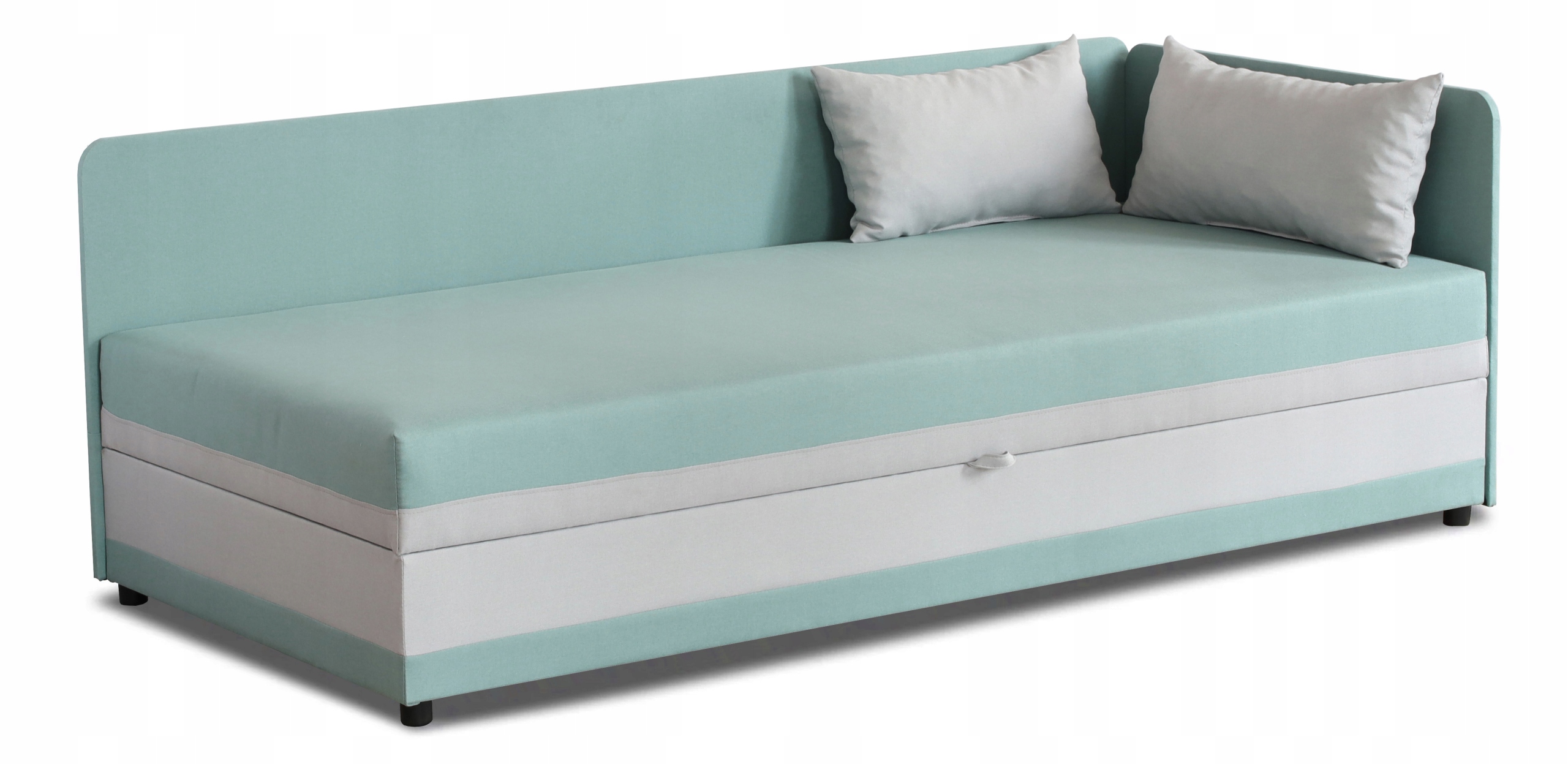 Jednolůžkový gauč s úložným prostorem Hirek 80x180 Mátový/Šedý
