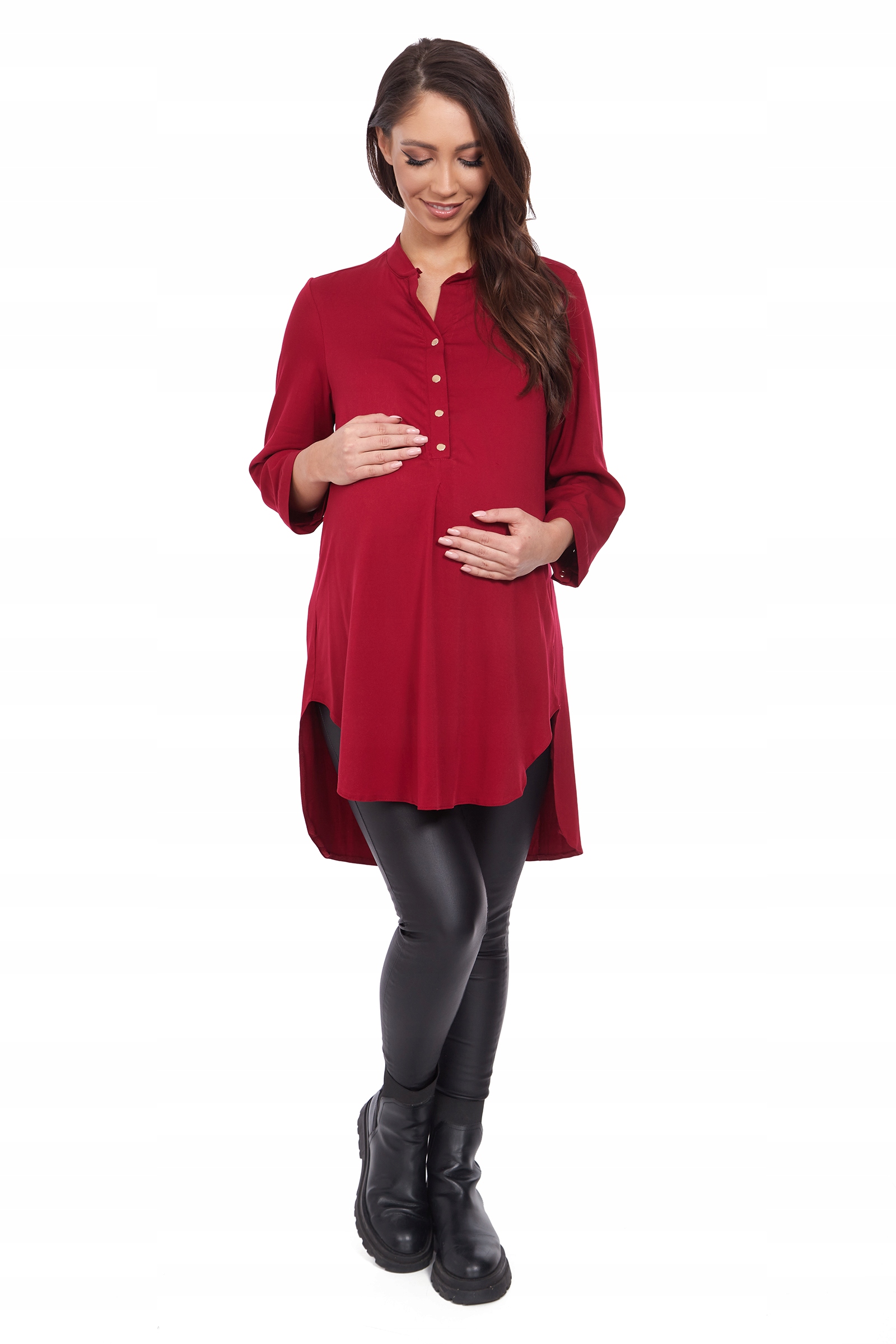 CIĄŻOWA DŁUGA ASYMETRYCZNA TUNIKA bordo*** R - 48 Marka Imperial