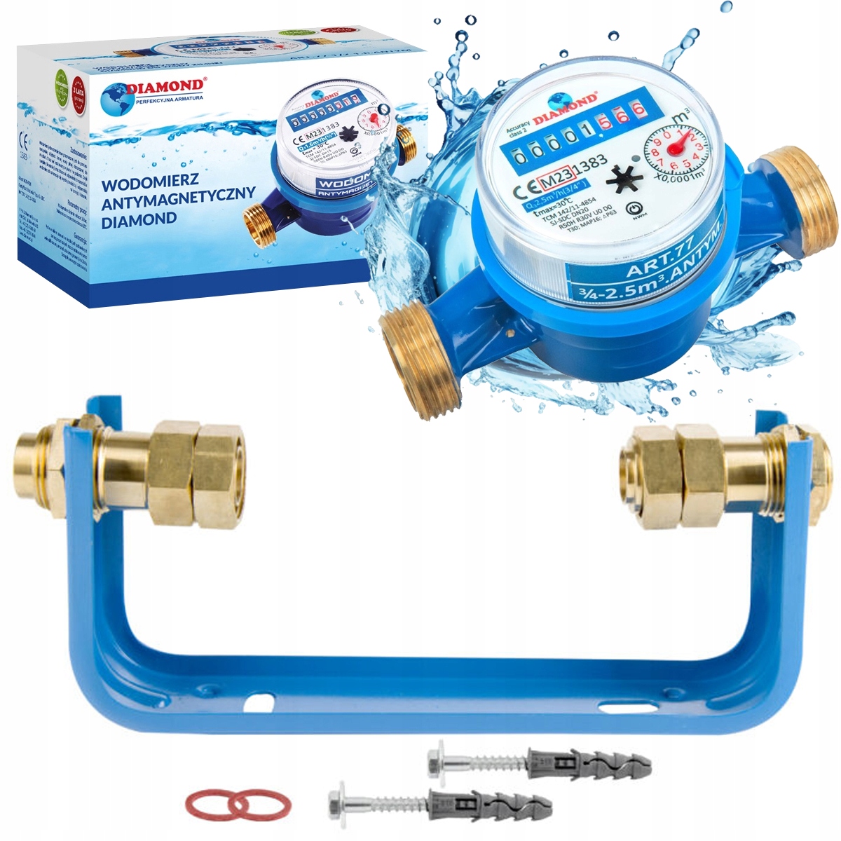 Set Vodoměr Počítadlo Studené Vody 3/4 2,5 m3 Legalizace 2030 Konzola