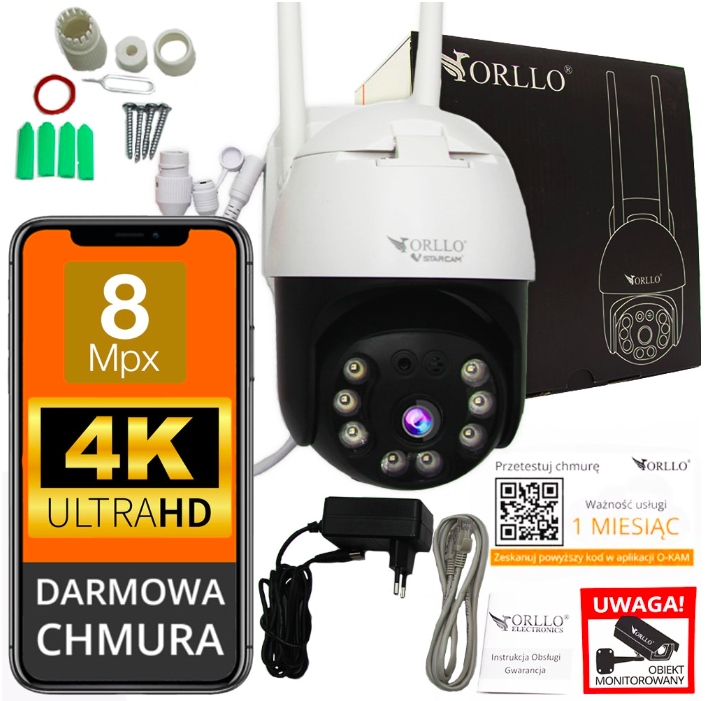 Kamera IP ORLLO Z20 4K 8 MP 5xZOOM BEZPRZEWODOWA ZEWNĘTRZNA OBROTOWA
