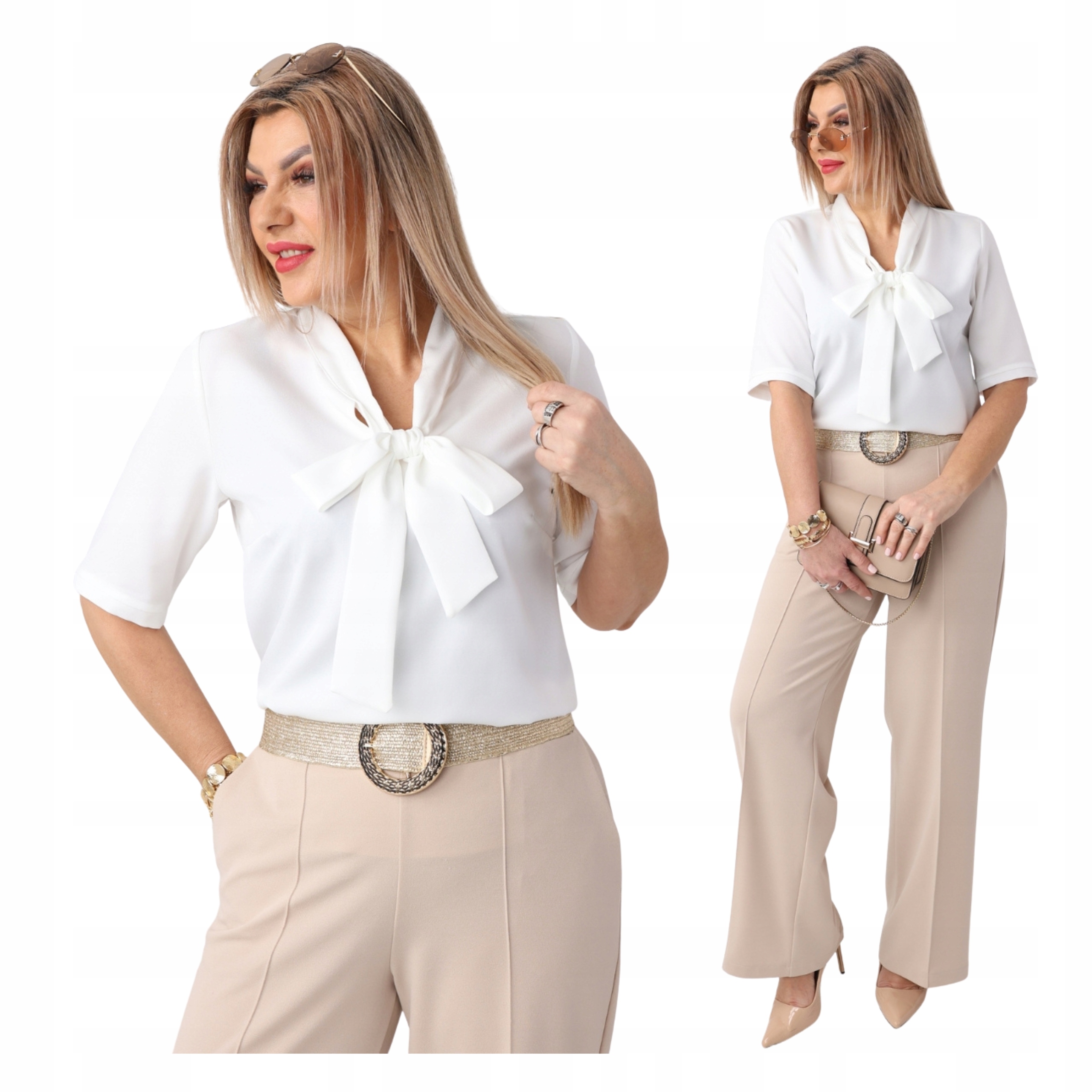 Bluzka damska wiązana pod szyją Polski Producent duże rozmiary luźna elegan