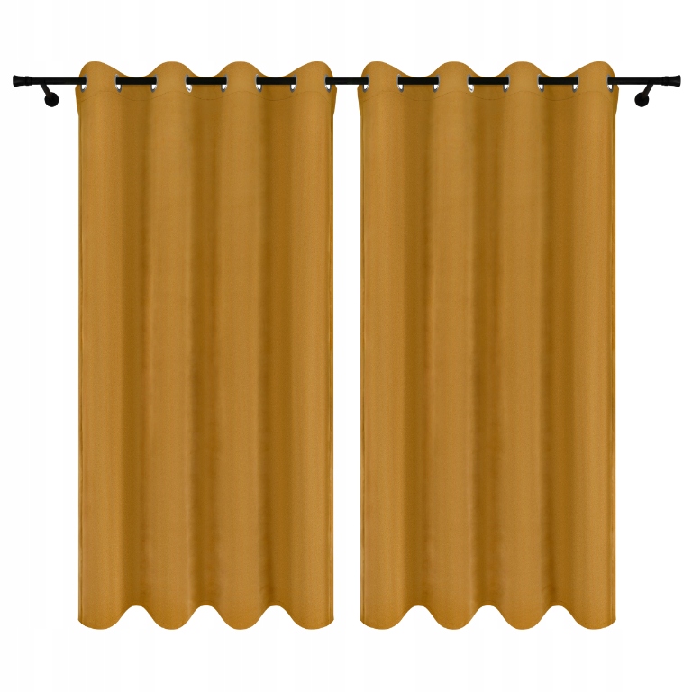 Velurové Závěsy Na Kolečkách 140x250 Hořčicové Závěs 2 Kusy