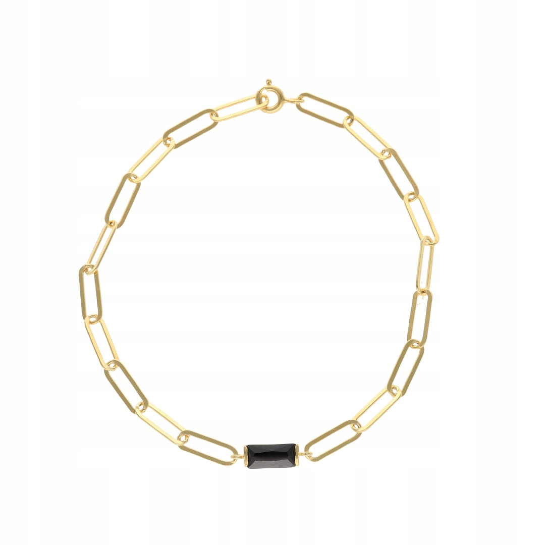 Řetízkový náramek s černým zirkonem stříbro