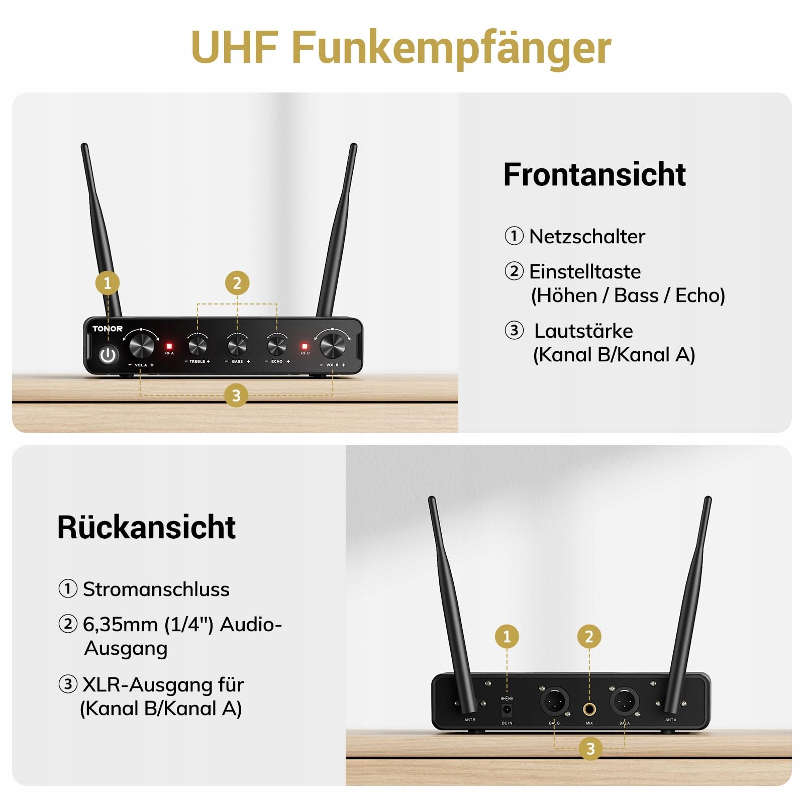 TONOR Mikrofony Karaoke TW350 Szare Na Ślub Konferencję — miniatura 7