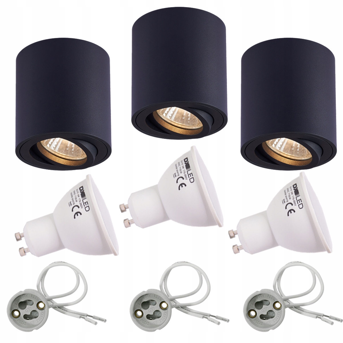 

Zestaw 3x Oprawa natynkowa halogen żarówka GU10