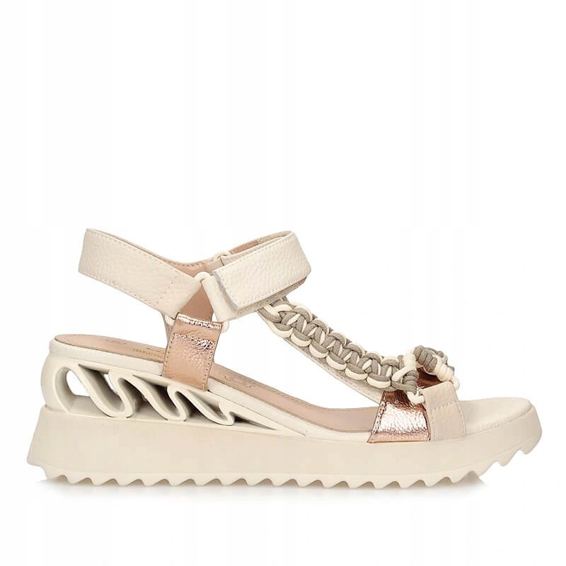 Dámské sandály S.Barski CR61-3071 White bílé kožené na koturnu