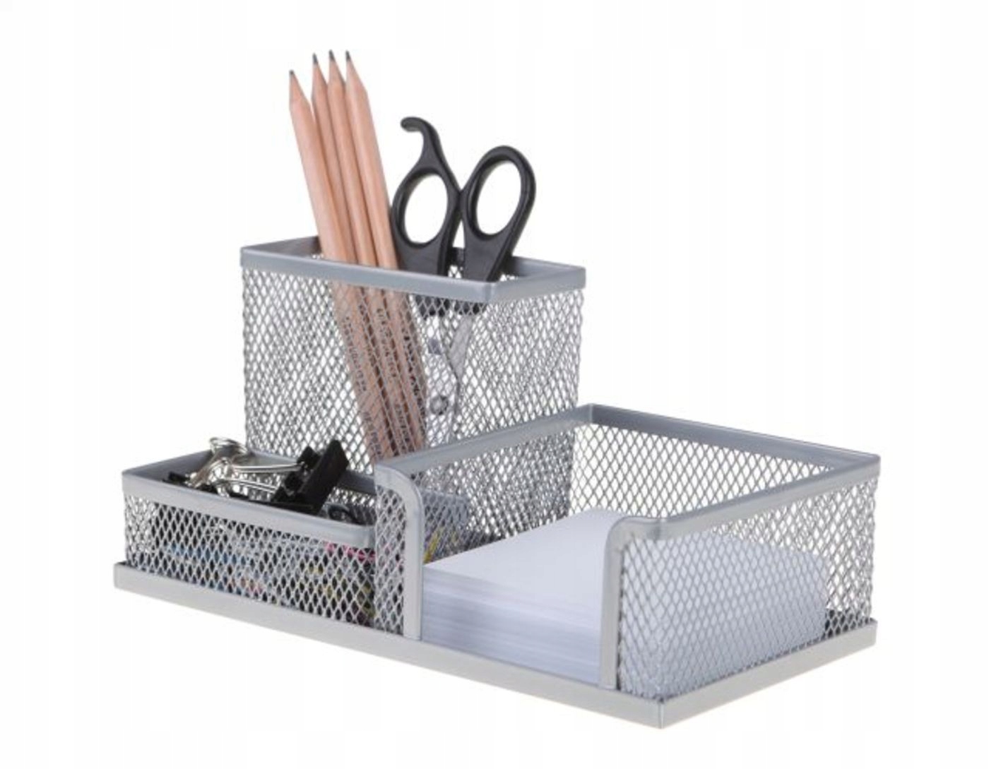 Przybornik siatkowy na biurko srebrny 3A NET