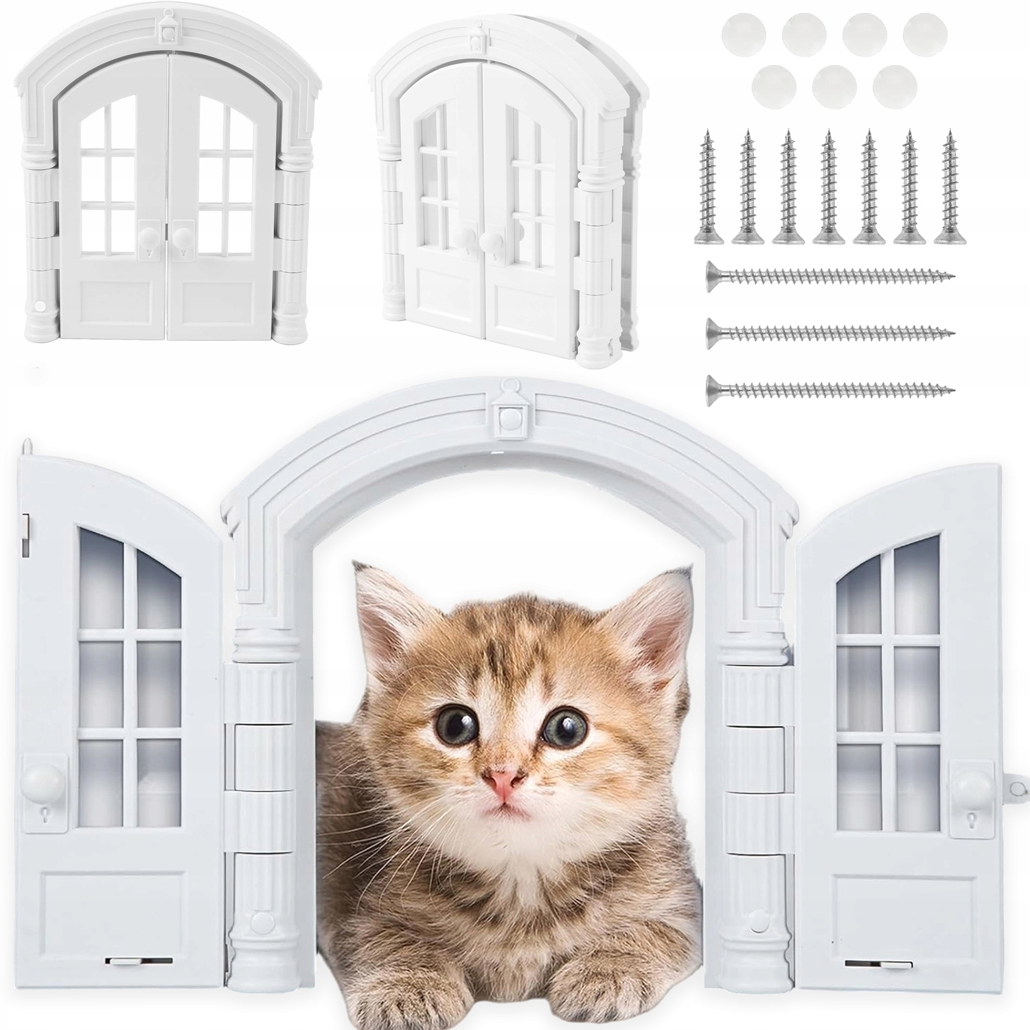 Levně Dveře Pro Psa A Kočku Dvojité 24 CM Průhledné Okno Abs Bílá Barva