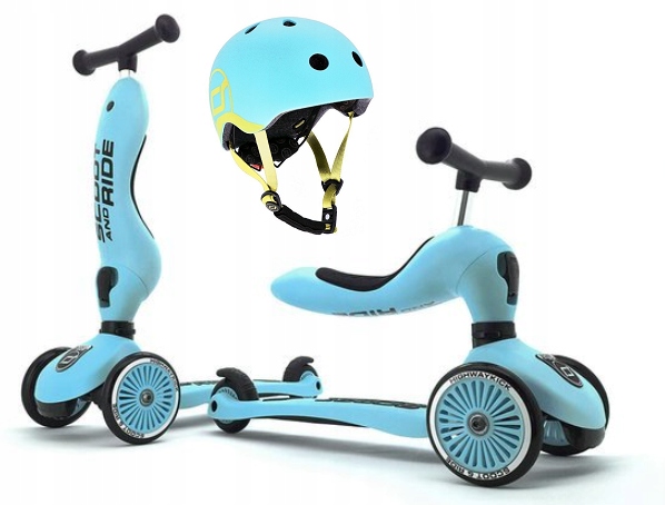 Zestaw Scootandride Kask Highwaykick1 2w1 jeździk i hulajnoga Blueberry