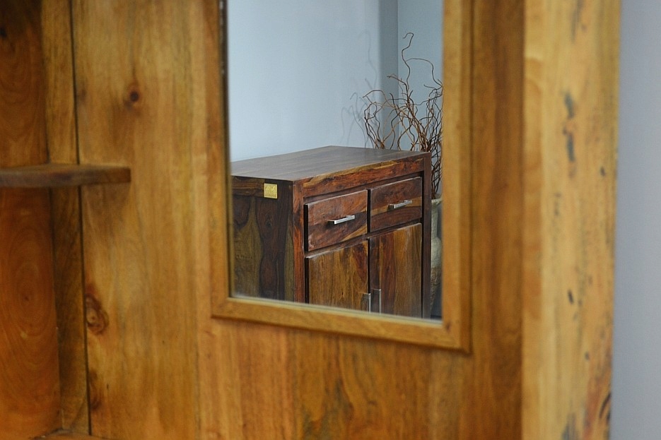 REGAŁ BAR drewniany MANGO seria RAILWAY Szerokość mebla 75 cm