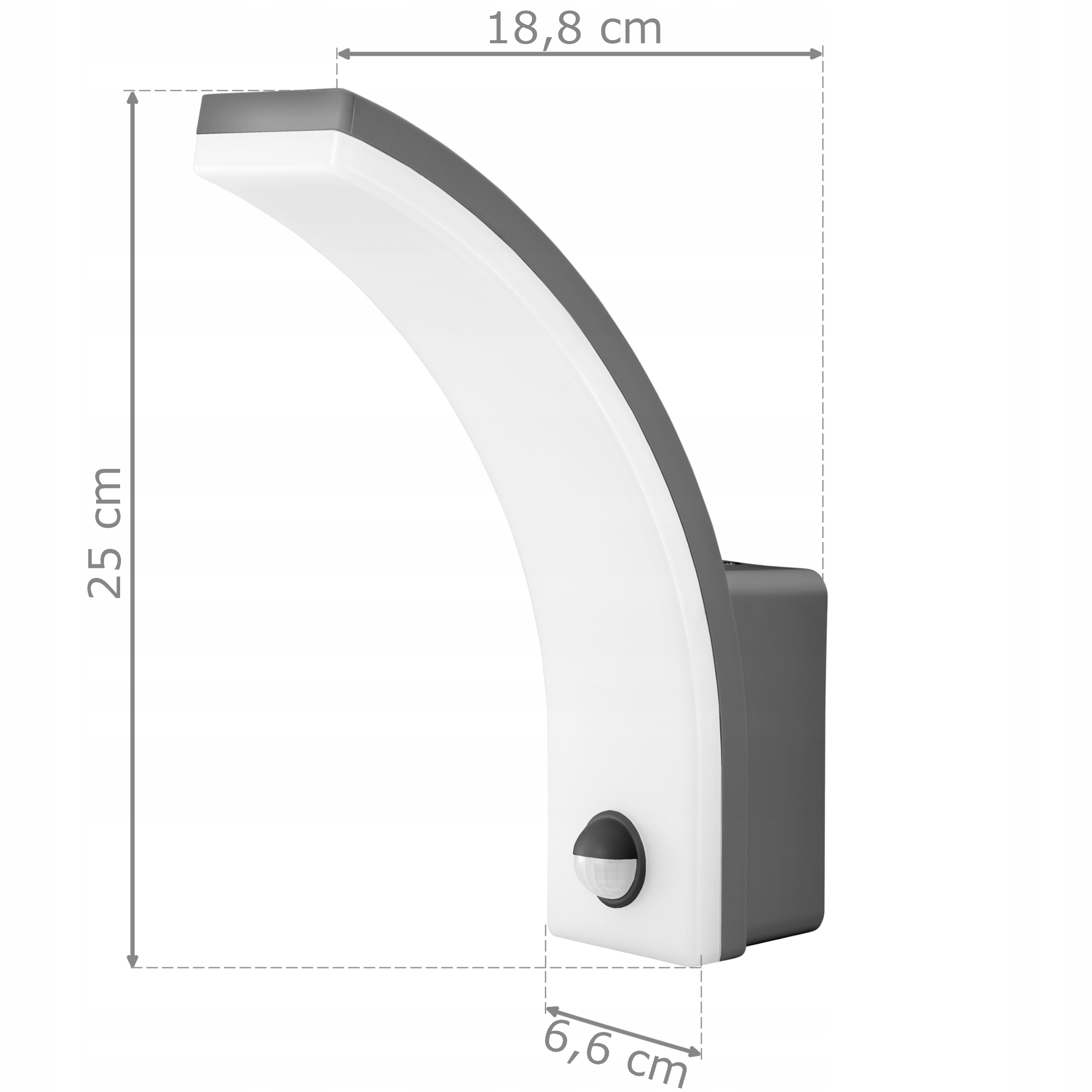 LAMPA ZEWNĘTRZNA ELEWACYJNA Z CZUJNIKIEM RUCHU 20W Zasilanie sieciowe