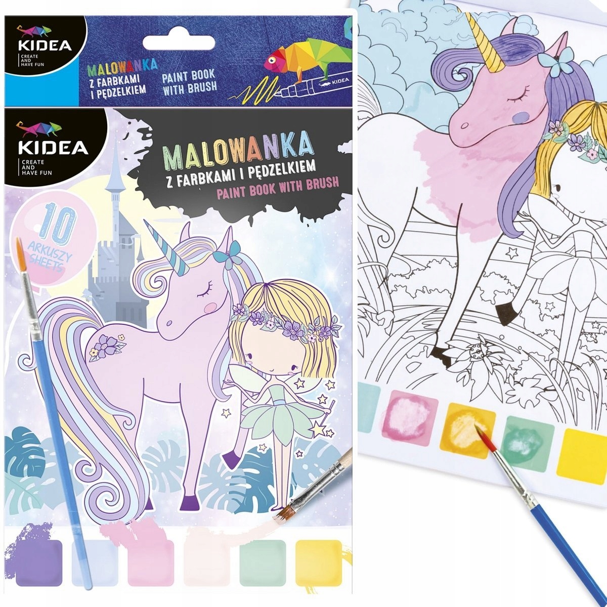 

Malowanka z farbkami i pędzelkiem A5 Wróżki Kidea