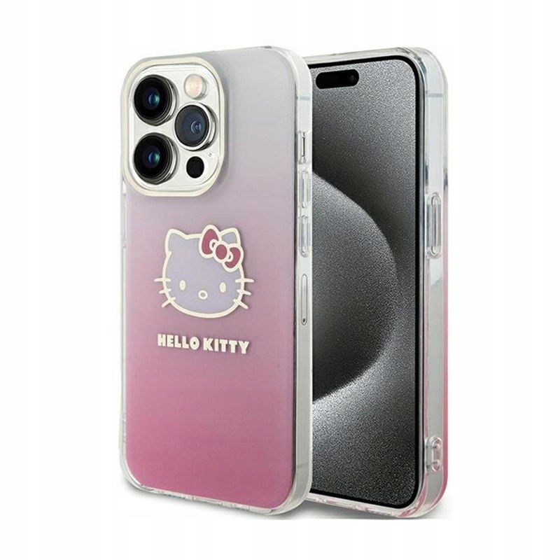 Hello Kitty IML Gradient Electrop Kitty Head Pouzdro pro iPhone 15 Pro Max (růžové)