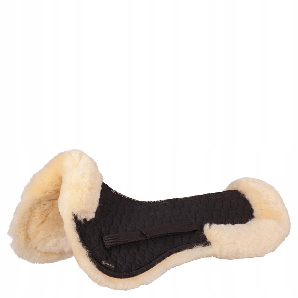 Podkładka pod siodło Br Sheepskin z owczym futrem czarna/naturalna Full
