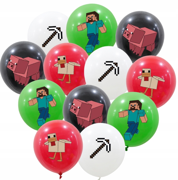 MINECRAFT BALONY GIRLANDA TOPPER TOPPERY OBRUS PIXEL STEVE URODZINY ZESTAW EAN (GTIN) 635364758696