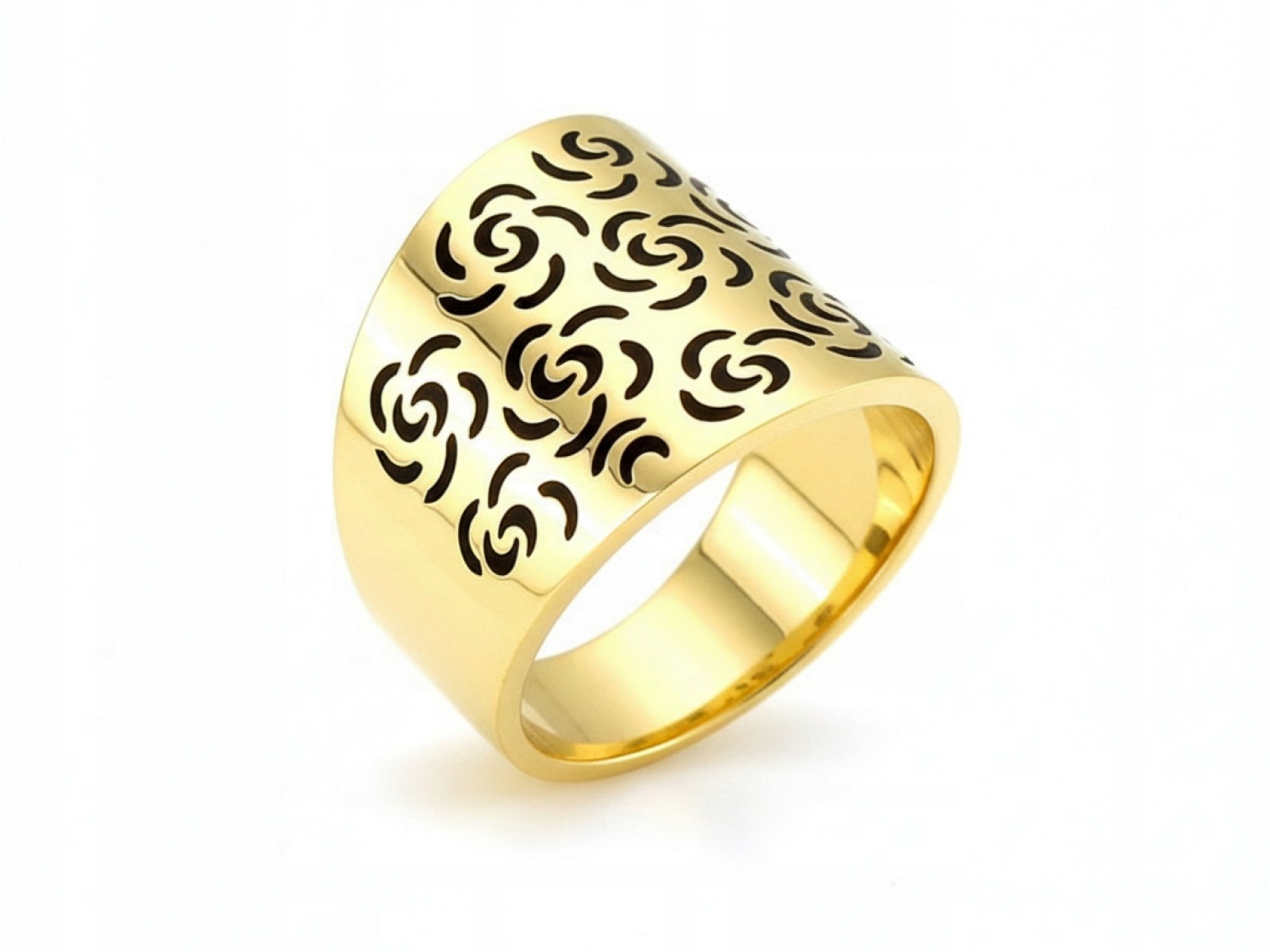 Prstýnek 585 s Černou smaltovanou barvou r15 Široký prsten 4.21 g