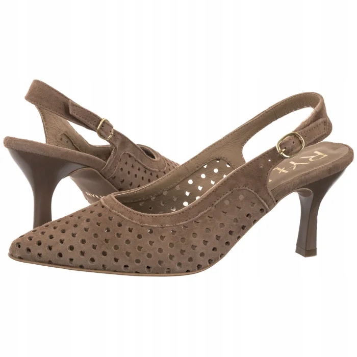 Boty Na Podpatku Ryłko Světle hnědé Ažurové E7EW7_T2_6TWF