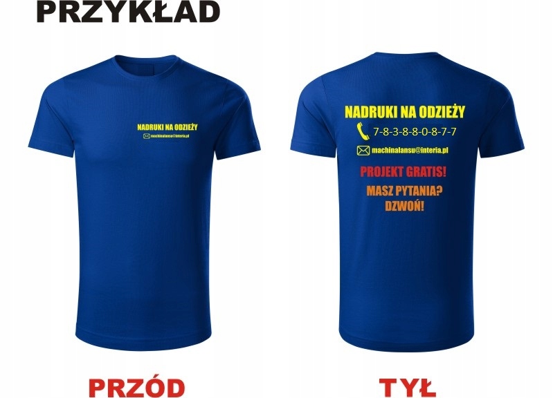 KOSZULKA Z TWOIM NADRUKIEM T-SHIRT ROBOCZA BHP REKLAMA TWOJE LOGO GRAFIKA Marka Fruit of the Loom