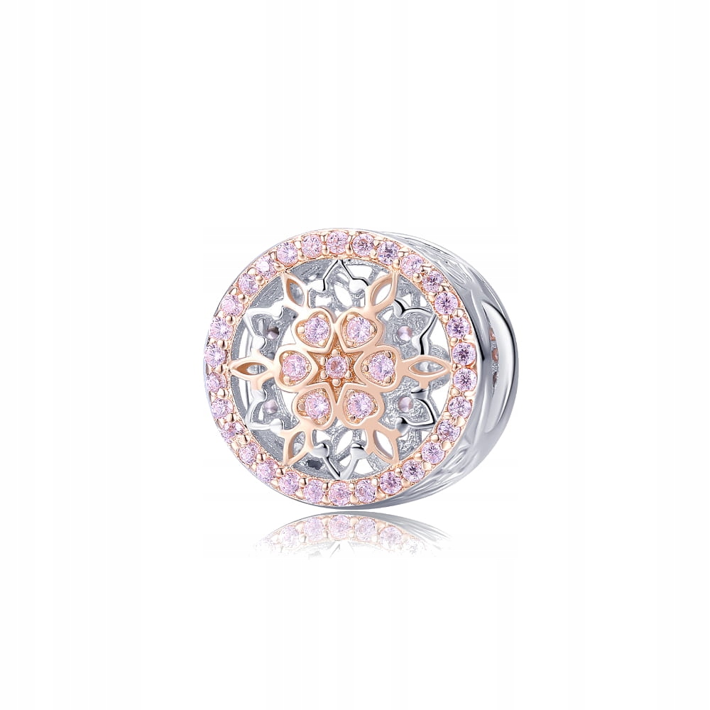 Charms Ornamo Pozlacený Kvetoucí pupen Zirkon růžový Stříbro o ryzosti 925