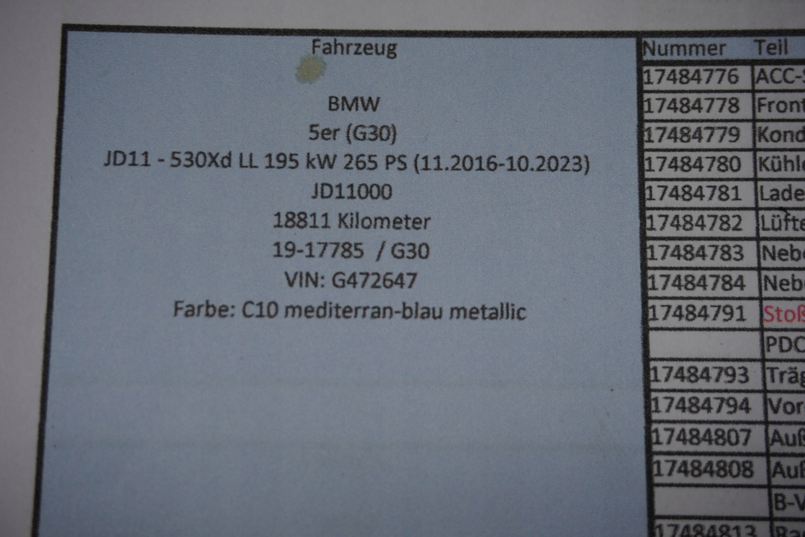 BMW 5 G30 Tür Hinten Links Door 7408963 Porta Porte - Thumbnail 5