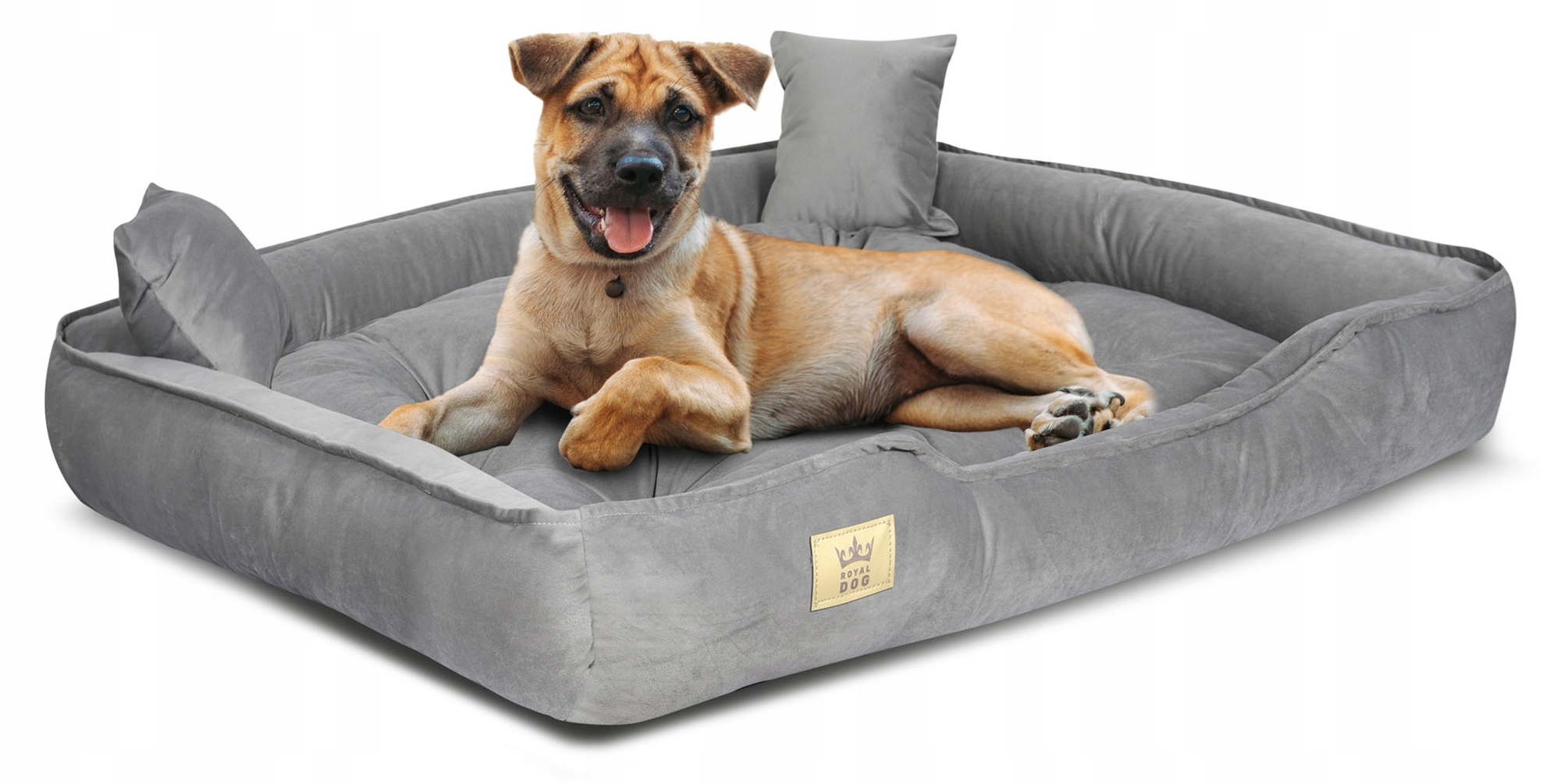 Levně Velký Polštář pro psa kočku Pelíšek Kotec sametový pelíšek 115x95cm, šedý