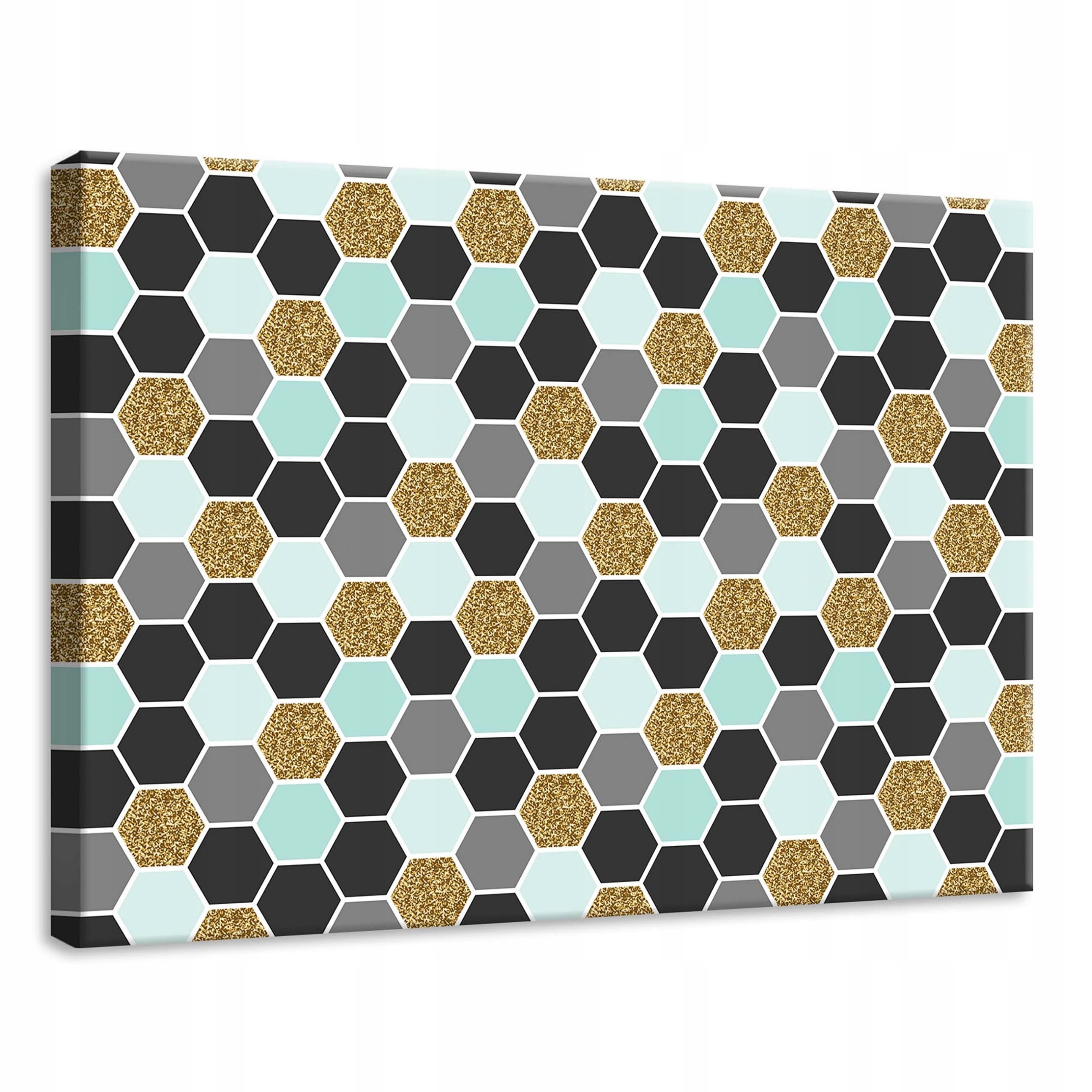 Obraz 70x50 Geometrický vzor hexagony zlatý brokát abstrakce styl