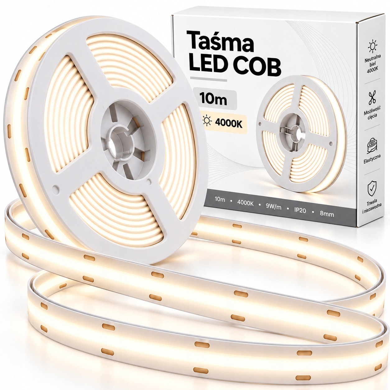 Led Cob 10 m neutrální bílá páska 4000K pro podsvícení nábytku a stěn