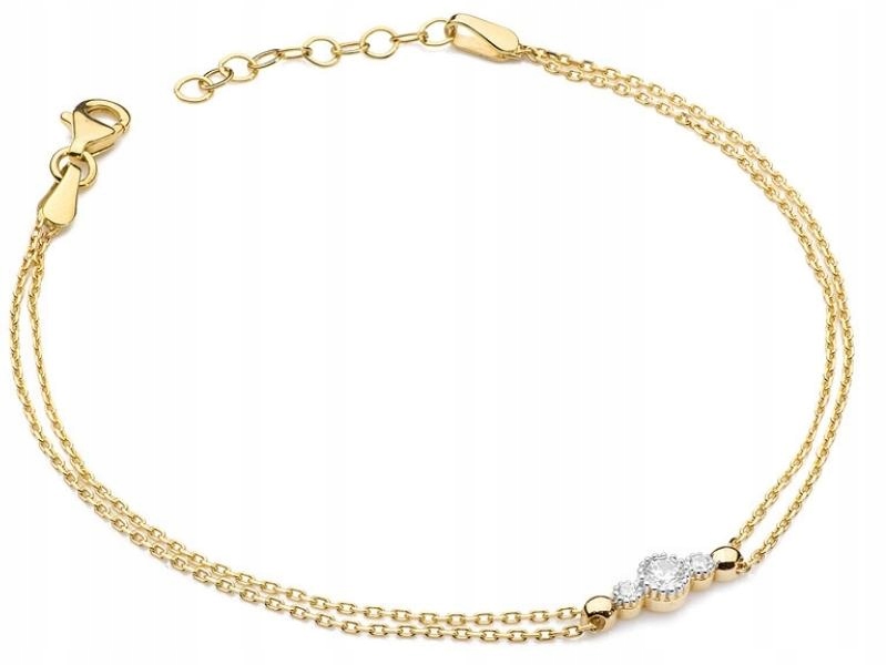 Zlatý náramek 585 kuličky diamanty 0,90 g, jedinečný vzor jako dárek