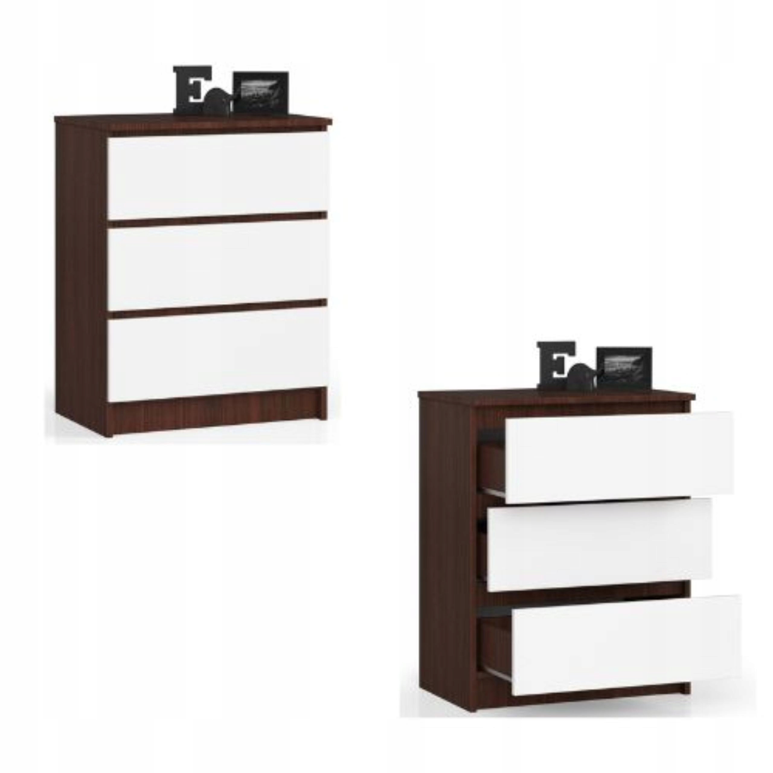 Komoda, skrinka K60 3 zásuvky wenge biela Akd