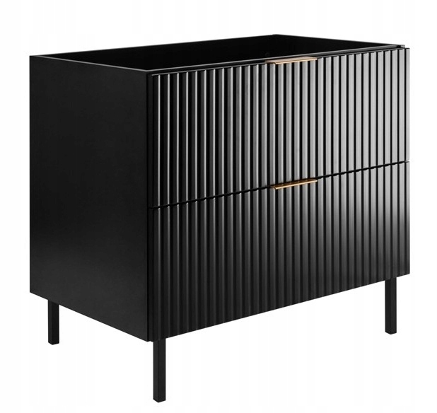 koupelnová skříňka pod umyvadlo 80 Černá Módní Ryfle Nohy Kov